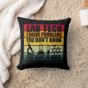 Coussin Funny lab tech cite laboratoire technicien humour