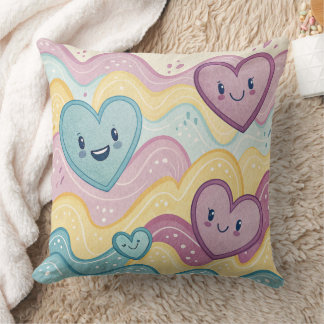 Coussin Funny laughing smiling hearts Design cushion 