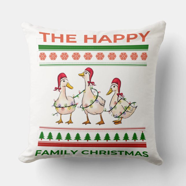 Coussin Funny Lights Canards Animaux de Noël (Recto)