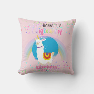 Coussin Funny Llama Unicorn Alpaca Kawaii Cute Ajouter Nom