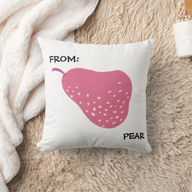 Coussin Funny Pear Pun – “From: Pear” Pop Art Fruit Canva (Couverture)