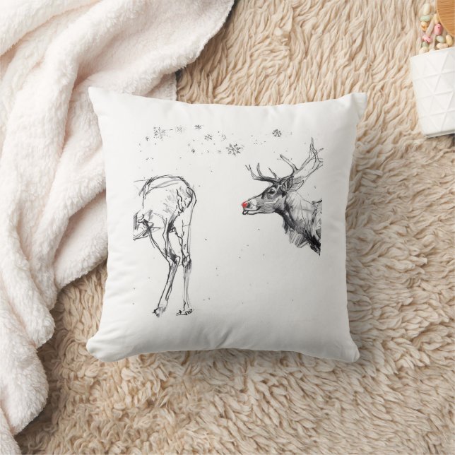 Coussin Funny Rudolf Reindeer Noël Amour (Couverture)