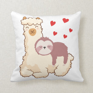 Coussin Funny Sloth Riding Llama Shirt drôle Coeurs d'Alpa