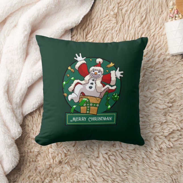 Coussin Funny Snowman Merry Christmas Surprise Cartoon (Couverture)