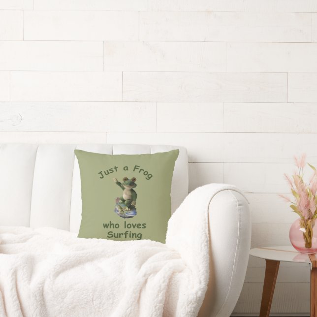 Coussin Funny surf Kawai grenouille (Canapé)