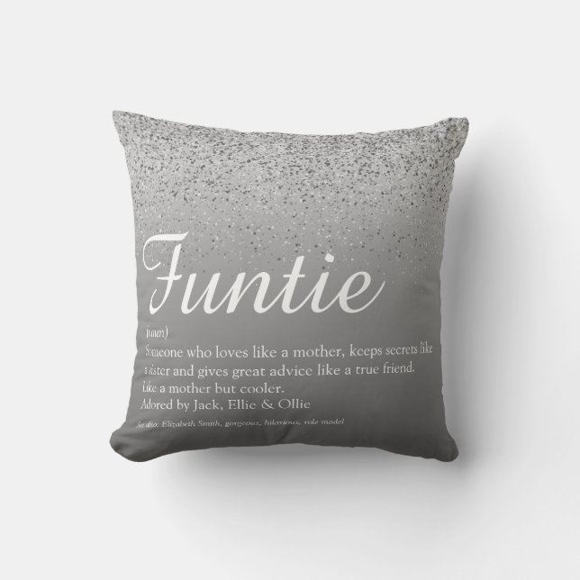 Coussin Funtie Tante Tante Définition Parties scintillant  (Recto)