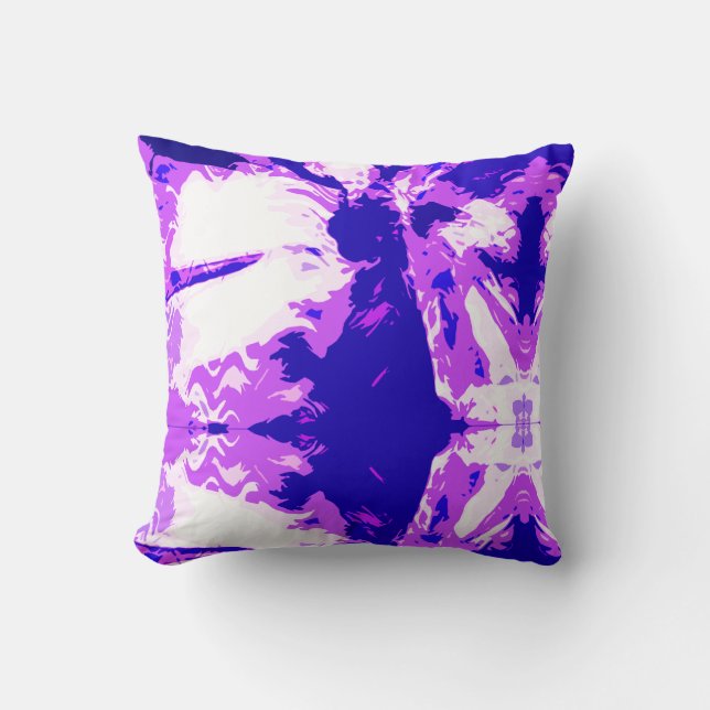 Coussin Fuschia Blanc violet Abstrait Art Design (Recto)