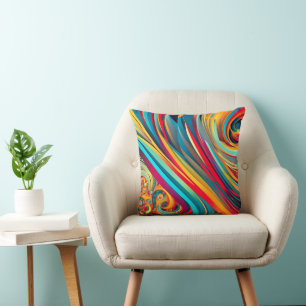 Coussin Fusion Color Wave – Art abstrait moderne en spiral