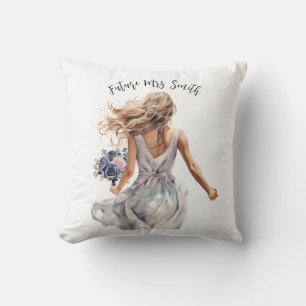 Coussin Futur Mme. Belle mariée aquarelle