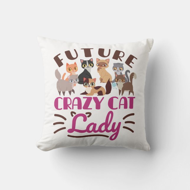 Coussin Future Crazy Cat Lady (Recto)