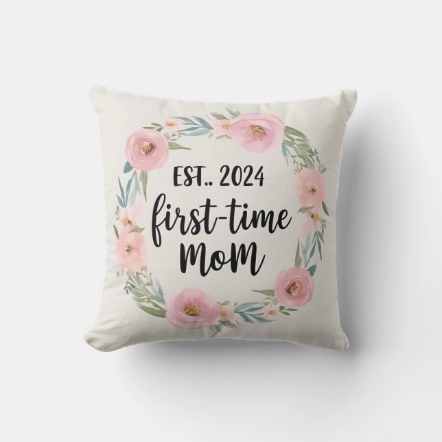 Coussin Future Maman délicate pour la première fois Année  (Recto)