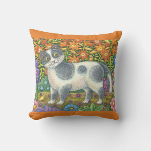 Coussin Fuzzy Wuzzy Kitten FOLK ART CAT JETER PILLOW