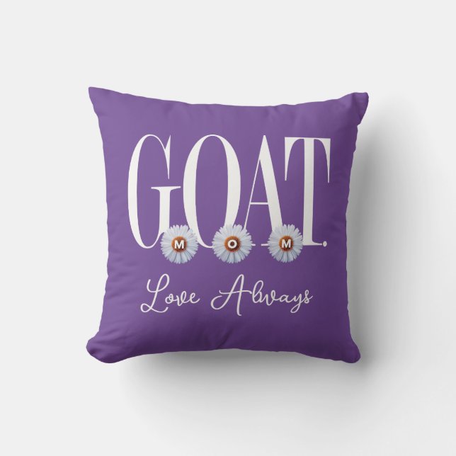 Coussin "G.O.A.T. MOM" Avec Daisy Art (Recto)