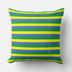Coussin gabon drapeau rayures symbole du pays vert bleu ja