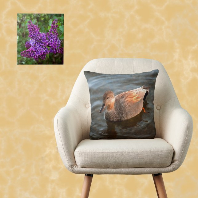 Coussin Gadwall Duck Drake sur le lac (Créateur téléchargé)