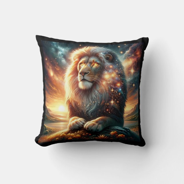 Coussin Galaxie cosmique Lion Lion Lion Astrologie (Recto)
