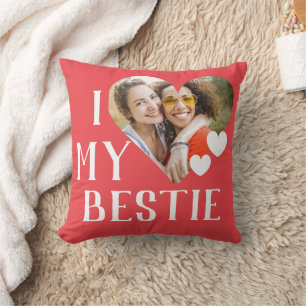 Coussin Galentines I Love My Bestie Photo personnalisée