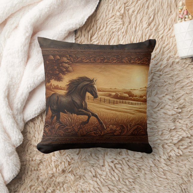 Coussin Galerie de chevaux Majestic dans Golden Sunrise Fi (Couverture)