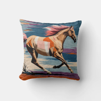 Coussin Galloping Grace" Cheval artisanal Kilim Cushion