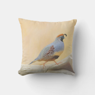 Coussin Gambrel's Quail Painting Original Bird Art