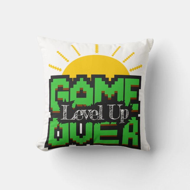 Coussin Game Over, Revive retro games with, level up (Recto)