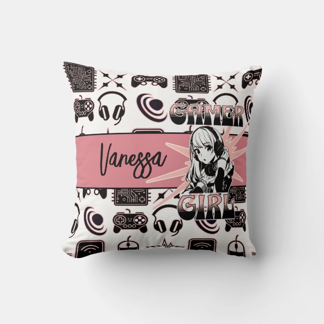 Coussin Gamer Girl personnalisée | Jeux (Recto)