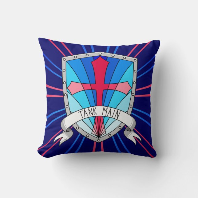 Coussin Gamer Tank Main Blue Cartoon Shield Garçons (Recto)