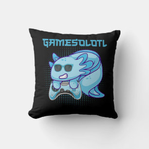 Coussin Gamesolotl Axolotl Video Gamer Kawaii Anime Kids B