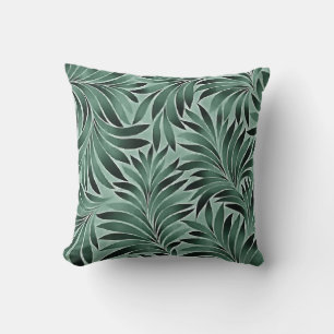 Coussin Gamme de couleurs gris aqua de feuilles artistique