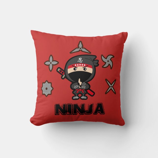 Coussin Garçon noir de Ninja (Recto)