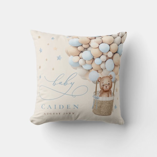 Coussin Garçon Teddy Ours Neutre Baby shower Nursery Cadea (Recto)