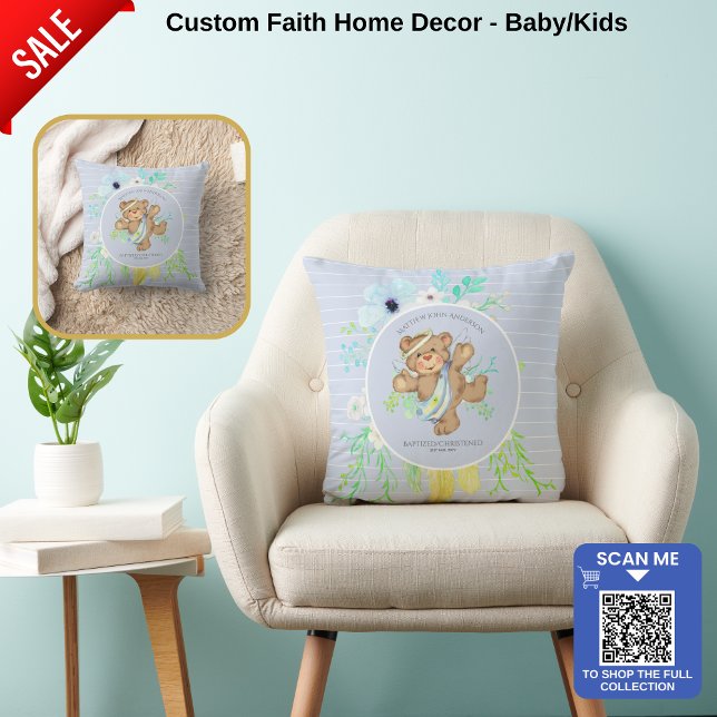 Coussin GARÇONS BAPTISME - BLUE Angel Teddy ours personnal (Créateur téléchargé)