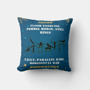 Coussin Garçons Blue Gold Gymnastique d'hiver Personnalisé