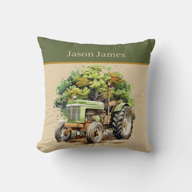 Coussin Garçons cool Amateurs de tracteur ajouter le nom (Recto)