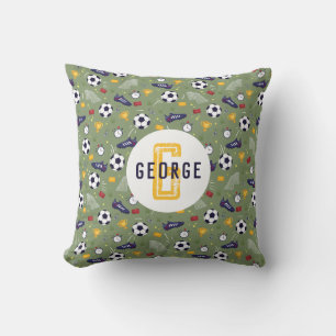 Coussin Garçons Football Vert Soccer Sports Enfants