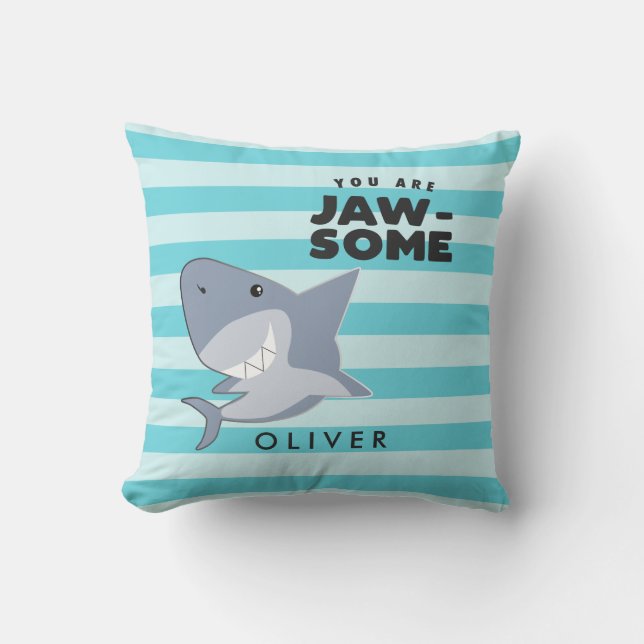 Coussin Garçons mignons de Jawsome de requin faits sur (Recto)