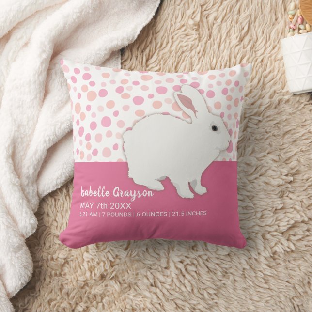 Coussin Garde de lapin rose girly à pois souvenir (Couverture)