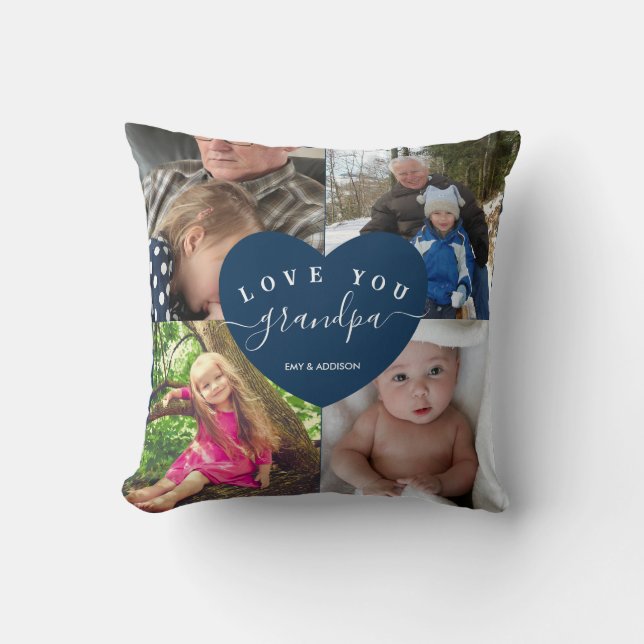 Coussin Garde photo personnalisée GRANDPA Cadeaux mignons (Recto)