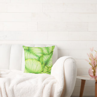 Coussin Garden Leaves Illustration Throw Pillow