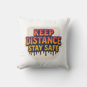 Coussin "Garder la distance - Rester en sécurité" texte de