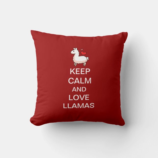 Coussin Gardez le calme et aimez les lamas (Recto)