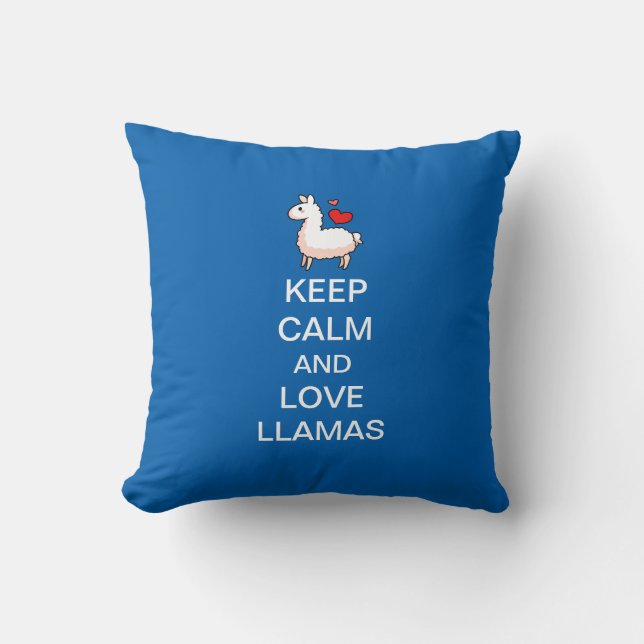 Coussin Gardez le calme et aimez les lamas (Recto)