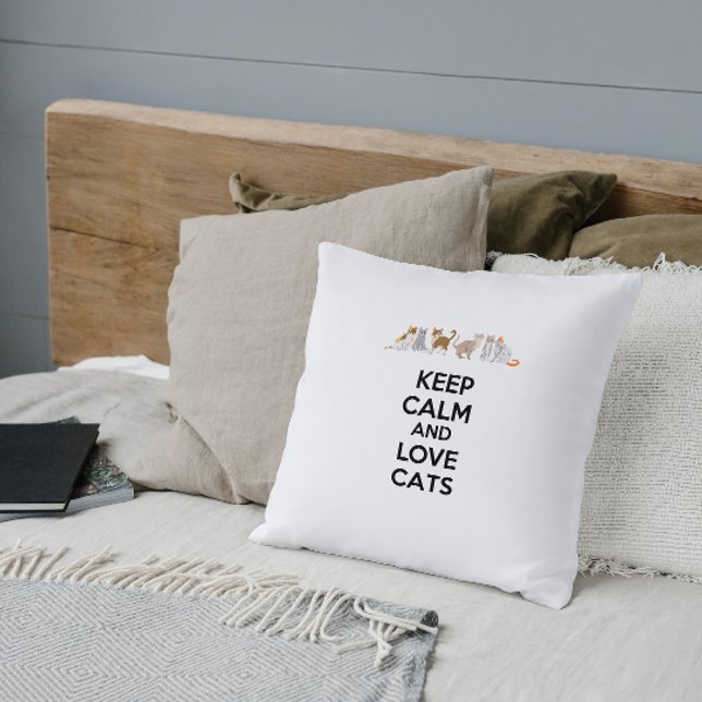 Coussin Gardez le calme et l'amour chats (Créateur téléchargé)
