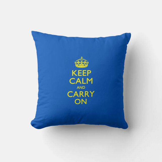 Coussin GARDEZ LE CALME ET PORTEZ SUR LE Bleu (Recto)