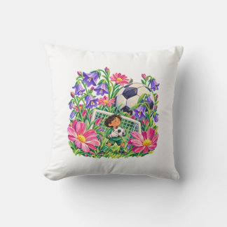 Coussin Gardien de but de football floral violet rose Cade