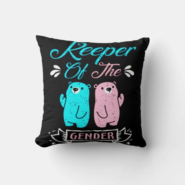 Coussin Gardien de l'ours en peluche rose et bleu genre (Recto)