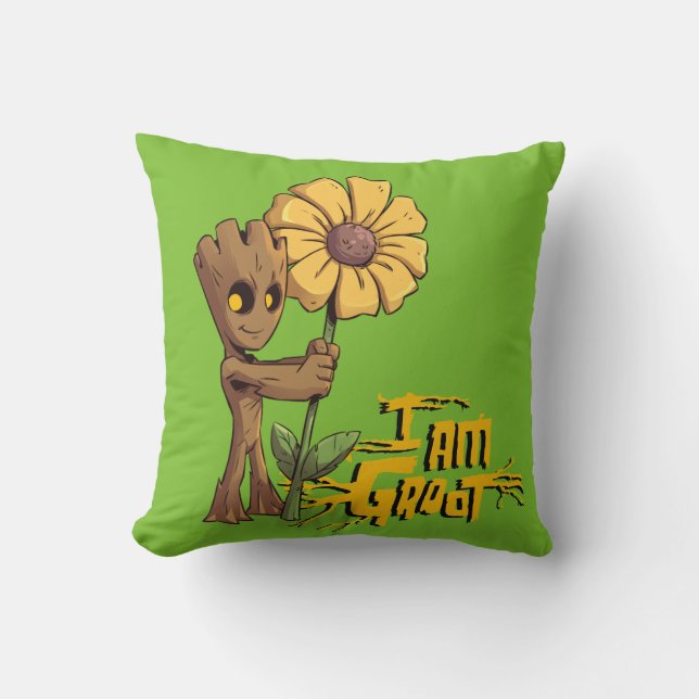 Coussin Gardiens de la Galaxie | Groot bébé et marguerite (Recto)