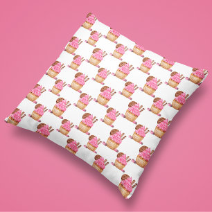 Coussin Gâteau au roseau aquarelle avec motif chocolat