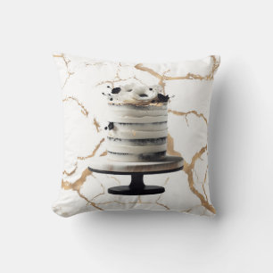 Coussin Gâteau étagé floral noir et or pour Baby Shower