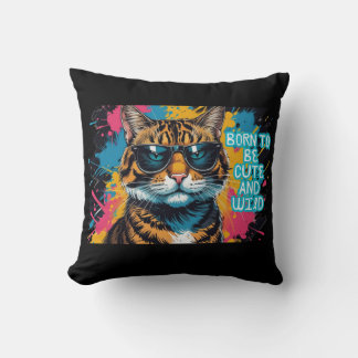 Coussin Gato tigrado rebelde con gafas y estilo urbano